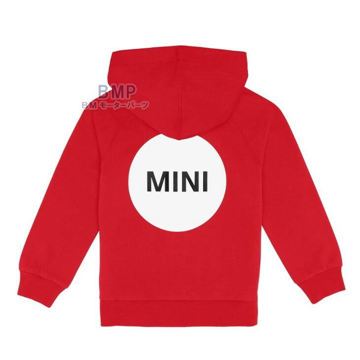 BMW MINI 純正 MINI COLLECTION 2024 MINI ワードマーク フード ジャケット キッズ パーカー チリレッド コレクションの画像