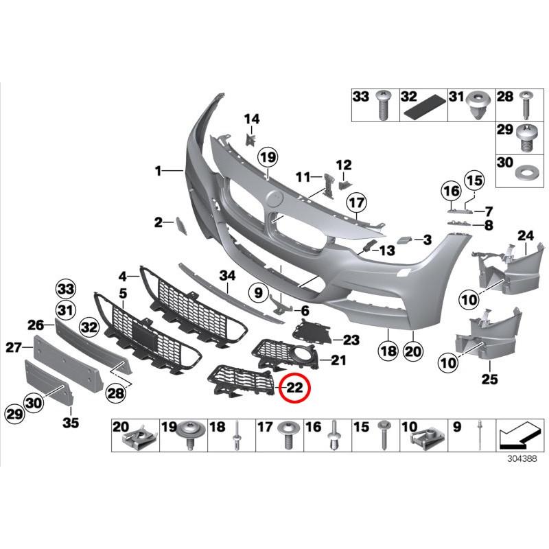 BMW 純正 F30 US仕様 フロント バンパー オープン グリル Race