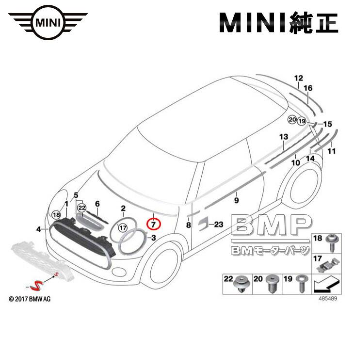 BMW MINI 純正 F55 F56 F57 F65 F66 フロント ボンネット クローム トリム フェンダー セット モール 水切りモール chrome |  | 01