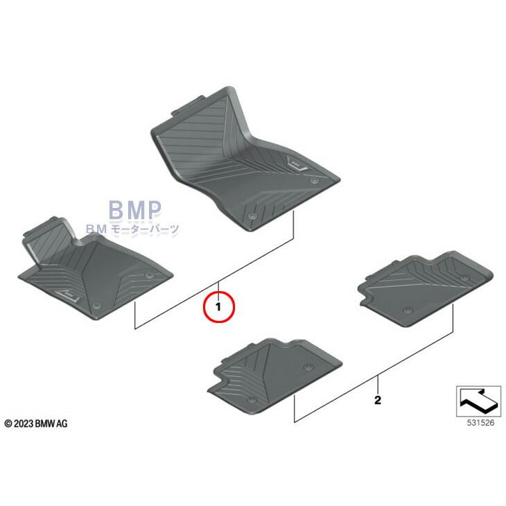 BMW レーシングマット ピットマット フロアーマット BMW 純正 フロアマット U06 2シリーズ U11 X1 iX1 U10 iX2 右