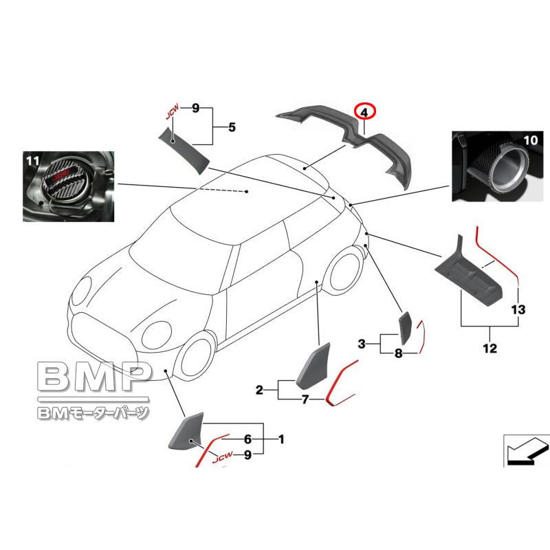 MINI（ミニ） BMW MINI 純正 F66 JCW ルーフスポイラー アタッチメント
