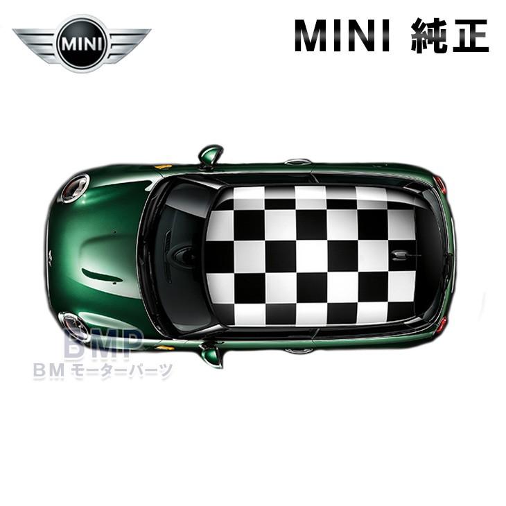 BMW MINI 純正 F56 3 DOOR用 ルーフ ステッカー CHEQUERED FLAG ブラック ホワイト