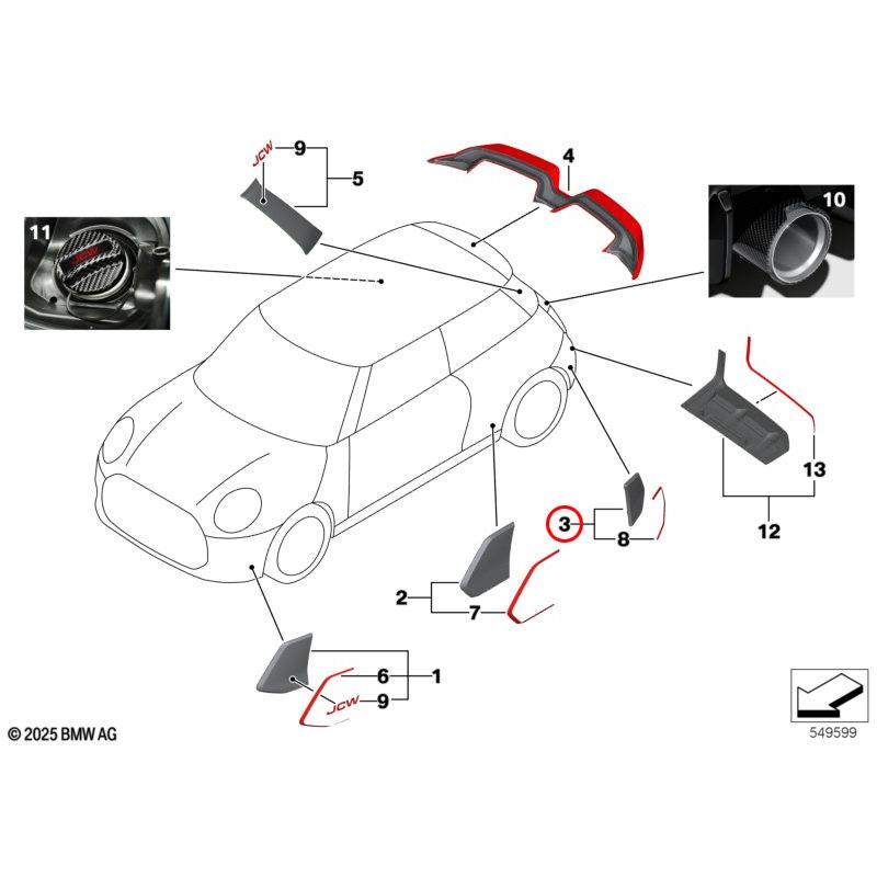 MINI（ミニ） BMW MINI 純正 F65 F66 JCW リア ウィングレット
