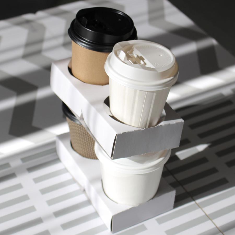 テイクアウト 紙カップ クリアカップ カップホルダー 四つ穴ホワイト