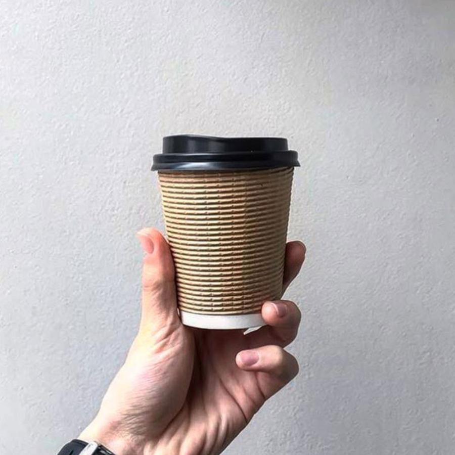 断熱エコクラフト2重 8オンス 紙カップ ＆ ホット用黒蓋 100個セット テイクアウト 紙コップ 蓋 フタ付き おしゃれ EC03 |  | 15