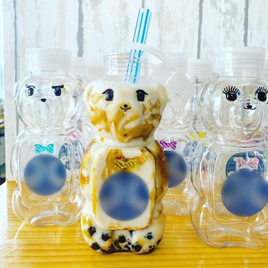 テイクアウト ドリンクボトル おしゃれ ボトル容器 430ml アニマル 持ち手付き半透明蓋 ボトルドリンク 100個セットの画像