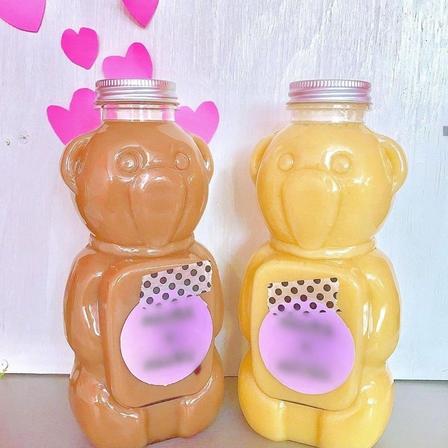 テイクアウト ドリンクボトル おしゃれ ボトル容器 430ml アニマル 銀蓋 ボトルドリンク 100個セット インスタ映えの画像