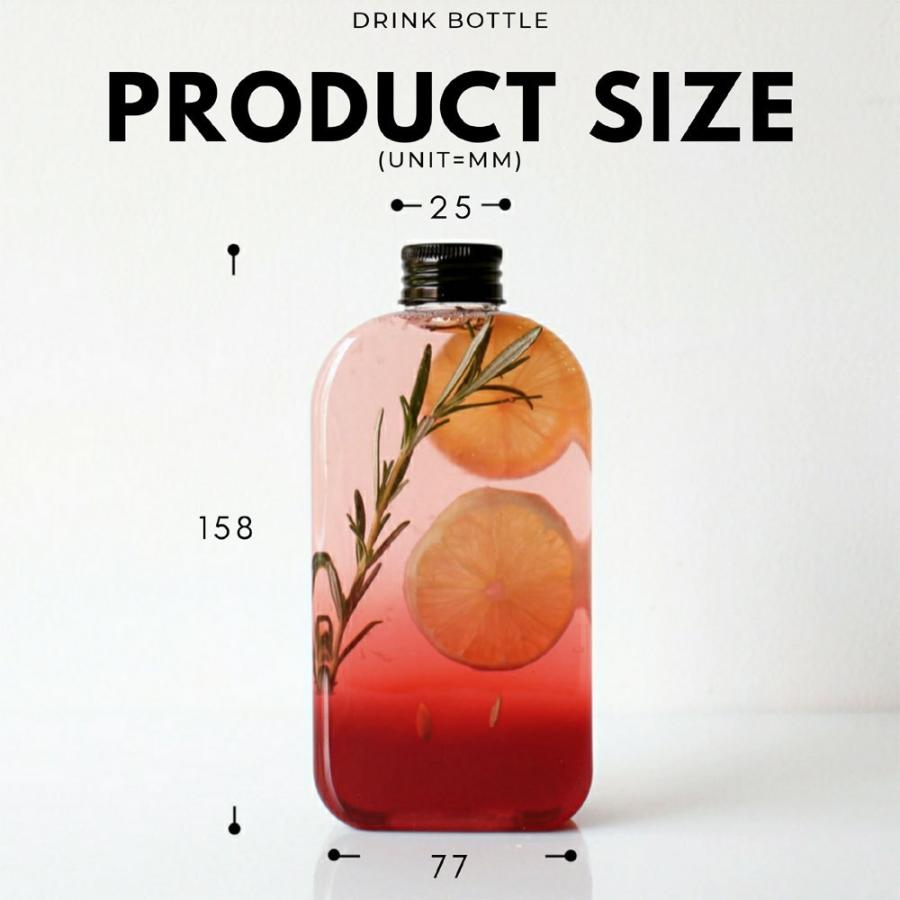 テイクアウト ドリンクボトル おしゃれ ボトル容器 430ml ワイドスリム 黒蓋 ボトルドリンク 100個セット インスタ映えの画像