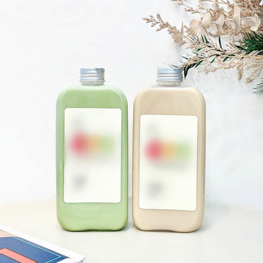 テイクアウト ドリンクボトル おしゃれ ボトル容器 430ml ワイドスリム 銀蓋 ボトルドリンク 100個セットの画像