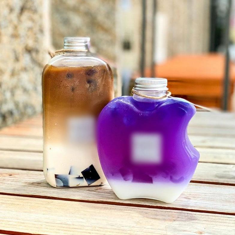 テイクアウト ドリンクボトル おしゃれ ボトル容器 430ml ワイドスリム 銀蓋 ボトルドリンク 100個セットの画像