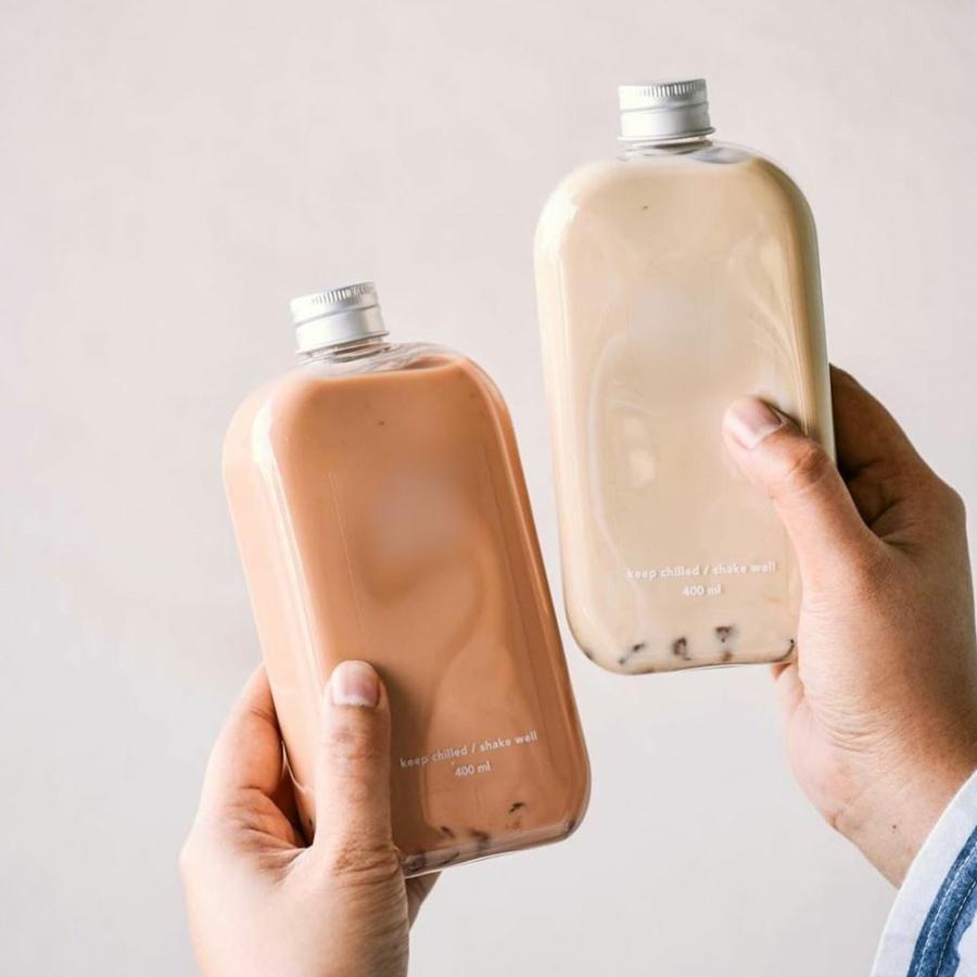 テイクアウト ドリンクボトル おしゃれ ボトル容器 430ml ワイドスリム 銀蓋 ボトルドリンク 100個セットの画像