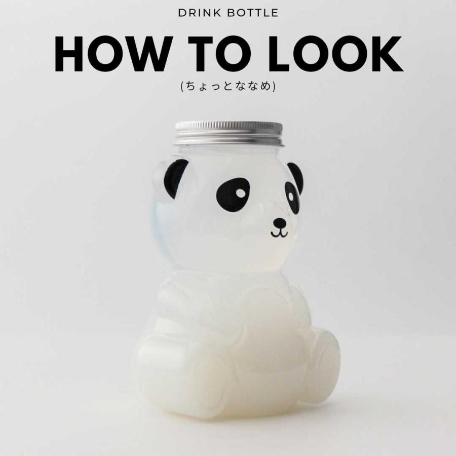 テイクアウト ドリンクボトル おしゃれ パンダ ボトル容器 520ml ぱんだ PANDA 銀蓋 ボトルドリンク  100個セットの画像