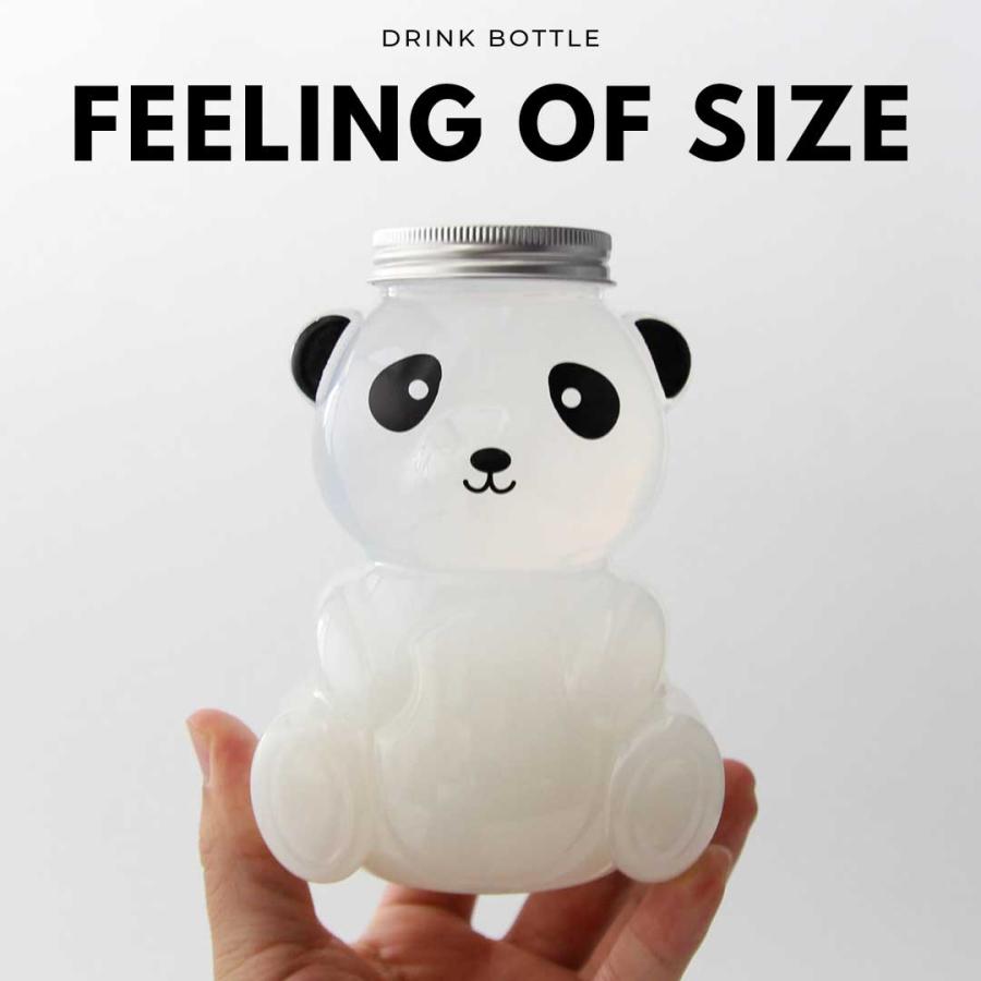 テイクアウト ドリンクボトル おしゃれ パンダ ボトル容器 520ml ぱんだ PANDA 銀蓋 ボトルドリンク  100個セットの画像