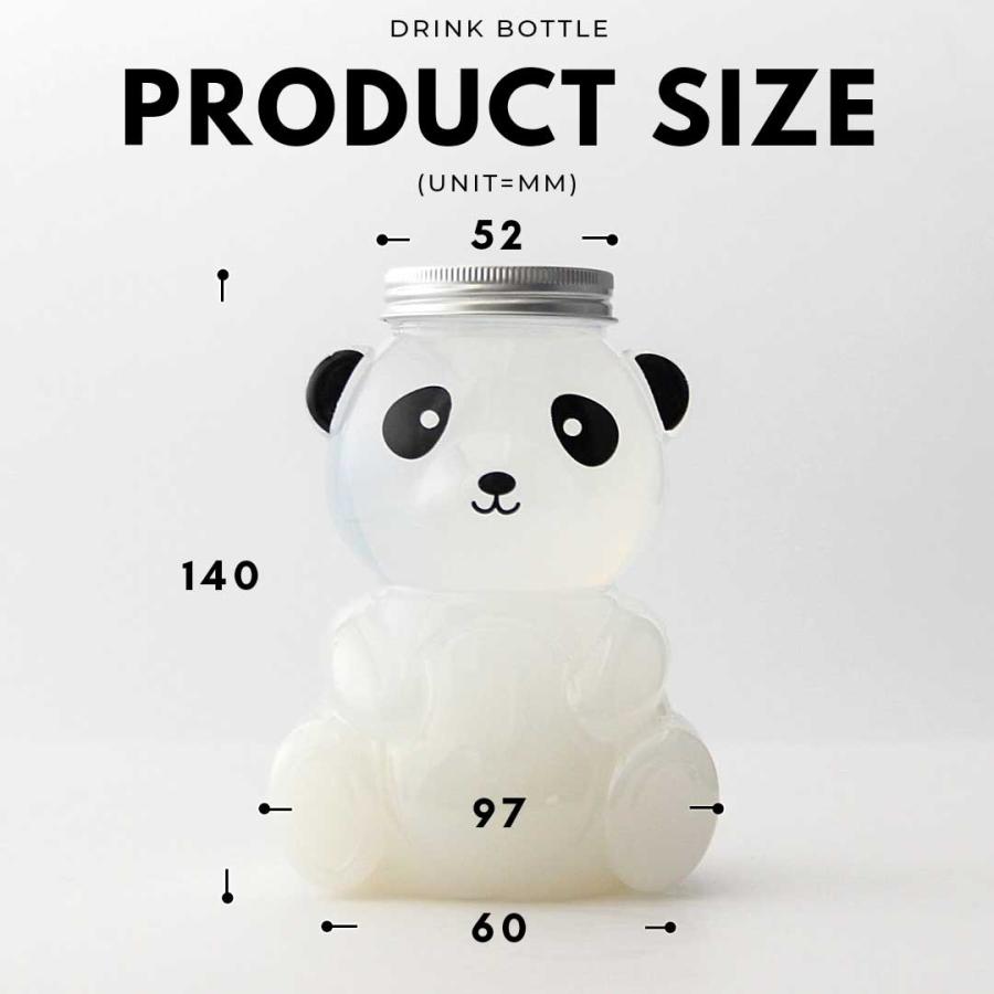テイクアウト ドリンクボトル おしゃれ パンダ ボトル容器 520ml ぱんだ PANDA 銀蓋 ボトルドリンク  100個セットの画像