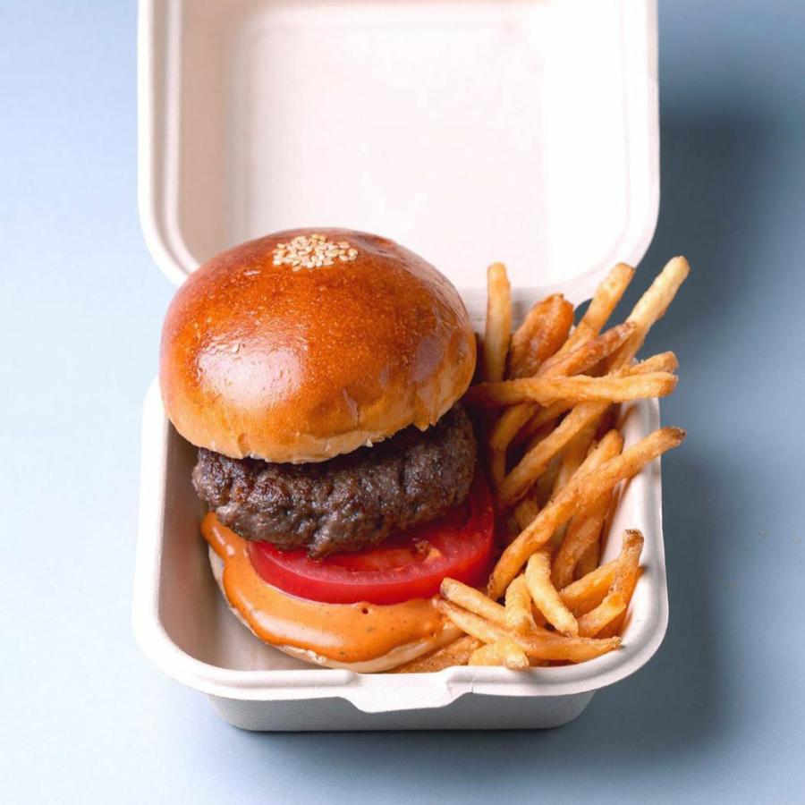 テイクアウト 容器 takeout お持ち帰り おしゃれ エコ バガス フードボックス 分割無し 正方形 SMALL 400枚 DF-P505の画像