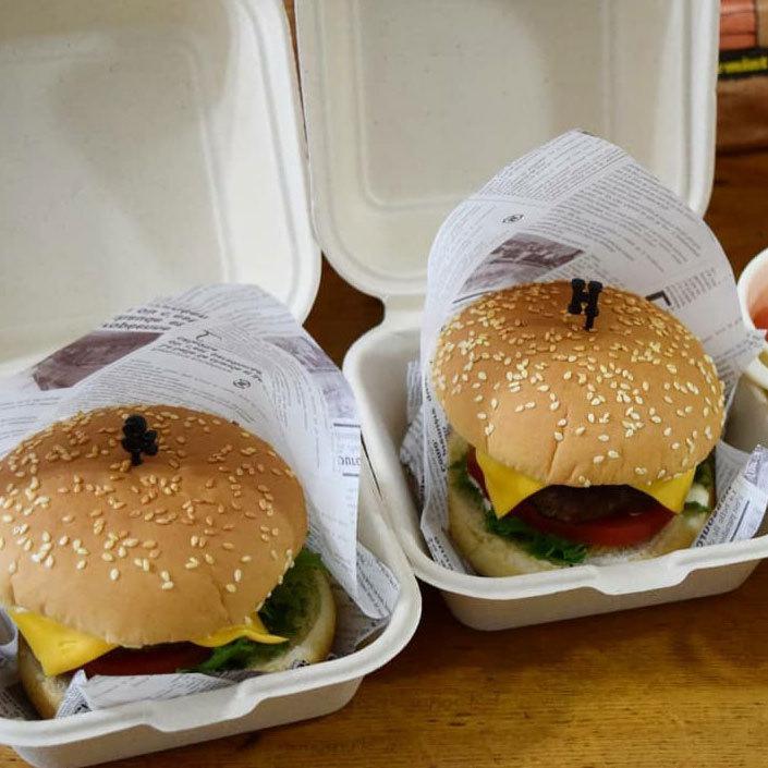 テイクアウト 容器 takeout お持ち帰り おしゃれ エコ バガス フードボックス 分割無し 正方形 SMALL 400枚 DF-P505の画像