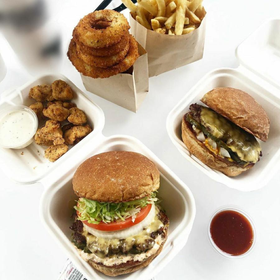 テイクアウト 容器 takeout お持ち帰り おしゃれ エコ バガス フードボックス 分割無し 正方形 SMALL 400枚 DF-P505の画像