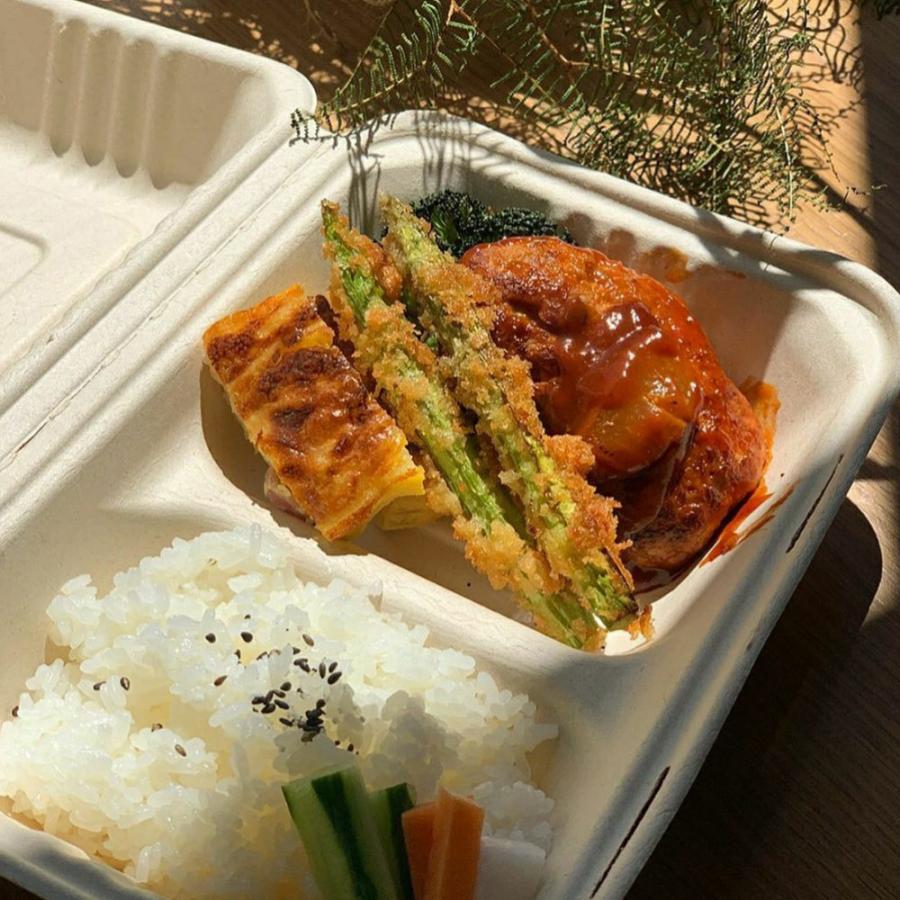 テイクアウト 容器 takeout お持ち帰り おしゃれ エコ バガス フードボックス 2分割 400枚 DF-P507 |  | 08