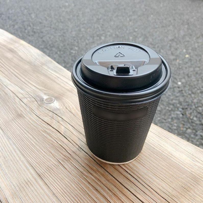 断熱エコブラック二重 12オンス 紙カップ ＆ ホット用黒蓋 100個セット テイクアウト 紙コップ 蓋 フタ付き おしゃれ EC91 |  | 14