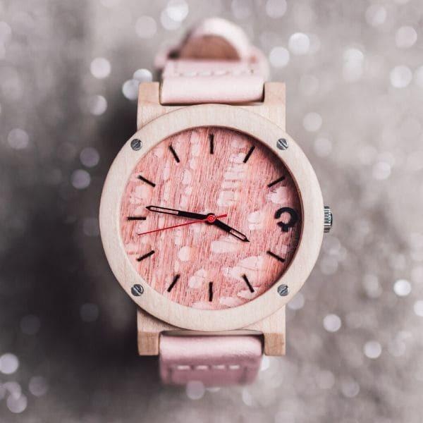 木製腕時計 ピンク アナログ 木製腕時計 レディース plantwear Flakeシリーズ Rose Maple