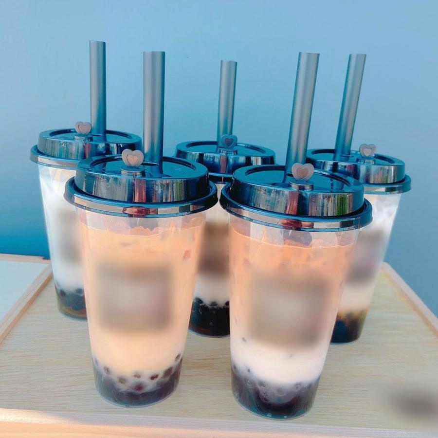 タビオカコップ 蓋、ストロー付き PP5プラスチック1000個セット 500ml 