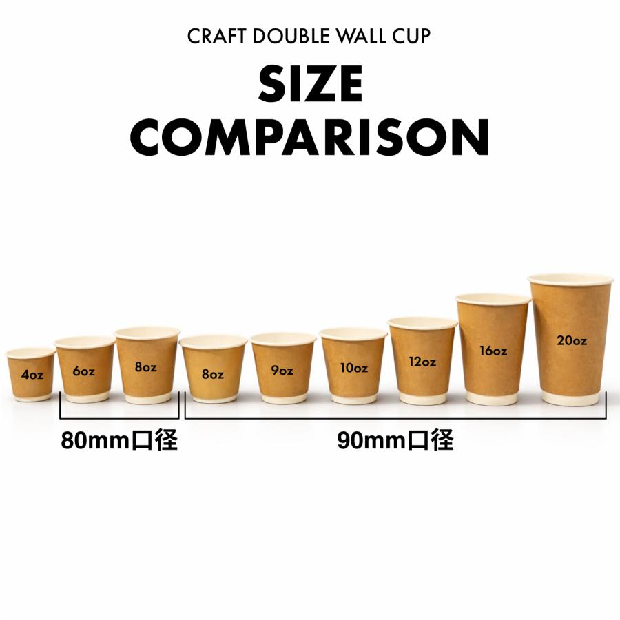 80mm口径 断熱クラフト二重8オンス 紙カップ 150個 テイクアウト