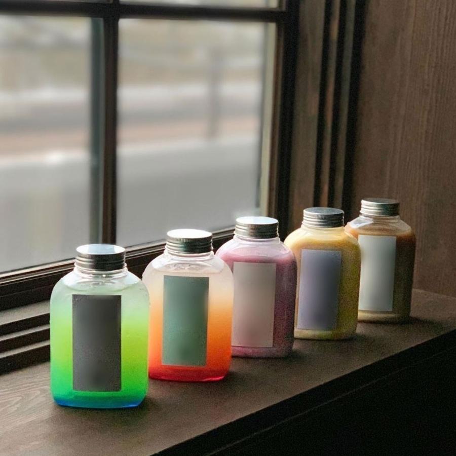テイクアウト ドリンクボトル おしゃれ ボトル容器 340ml フラットワイド 銀蓋 ボトルドリンク 100個セットの画像