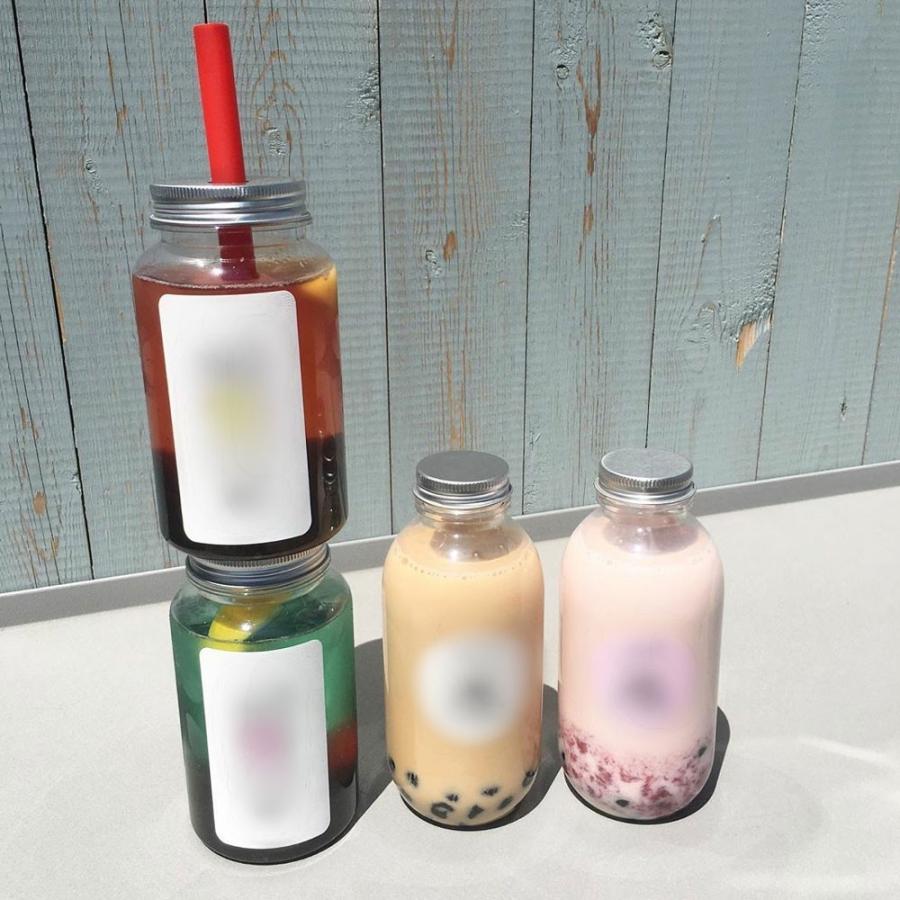 テイクアウト おしゃれ ドリンクボトル ボトル容器 400ml  ROUND TUBE 銀蓋 ボトルドリンク 100個セットの画像