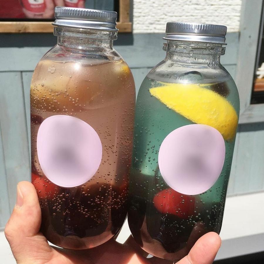 テイクアウト おしゃれ ドリンクボトル ボトル容器 400ml  ROUND TUBE 銀蓋 ボトルドリンク 100個セットの画像