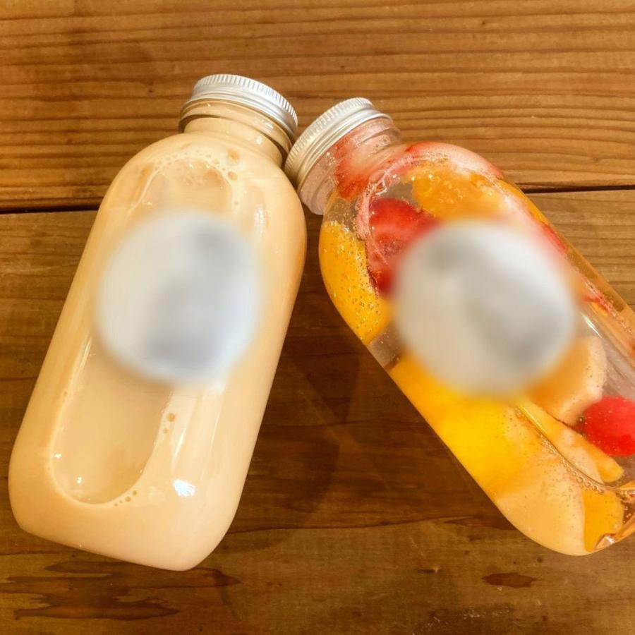 テイクアウト おしゃれ ドリンクボトル ボトル容器 400ml  ROUND TUBE 銀蓋 ボトルドリンク 100個セットの画像
