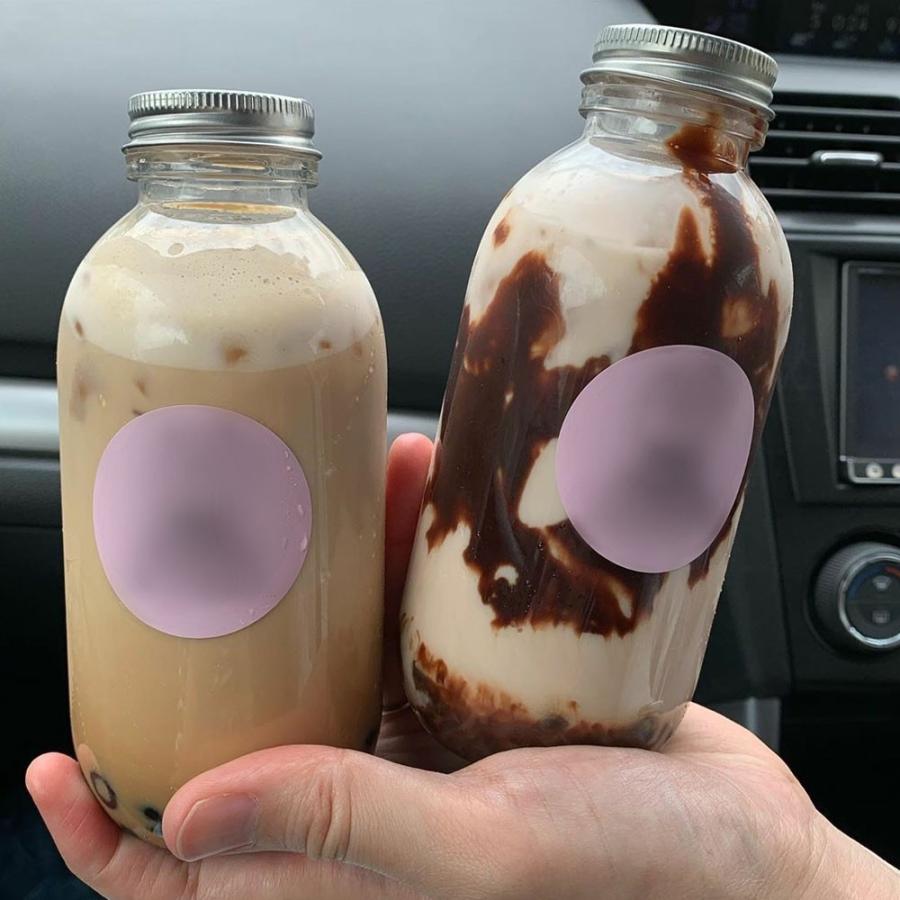 テイクアウト おしゃれ ドリンクボトル ボトル容器 400ml  ROUND TUBE 銀蓋 ボトルドリンク 100個セットの画像