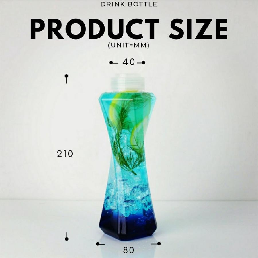 テイクアウト ドリンクボトル おしゃれ ボトル容器 400ml  TOWER 持ち手付き蓋 ボトルドリンク 100個セットの画像