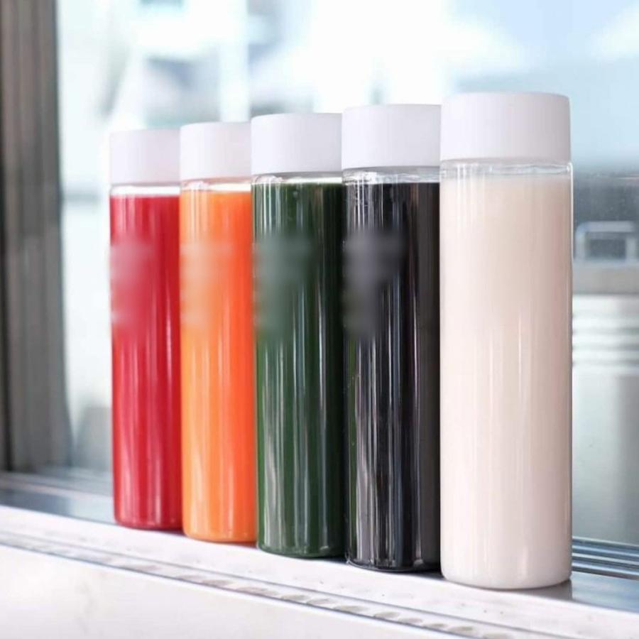 テイクアウト ドリンクボトル おしゃれ ボトル容器 490ml シリンダー 白蓋 ボトルドリンク 100個セットの画像