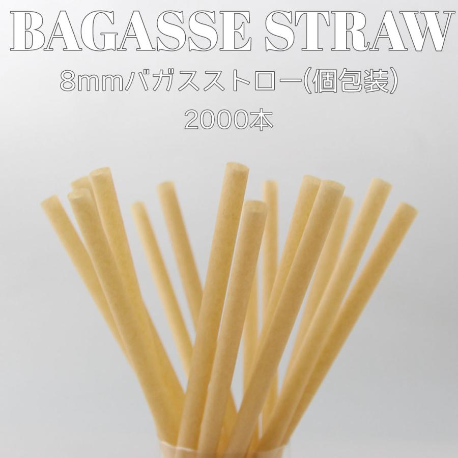 8mm口径 テイクアウト おしゃれ エコ バガス サトウキビ ストロー エコ