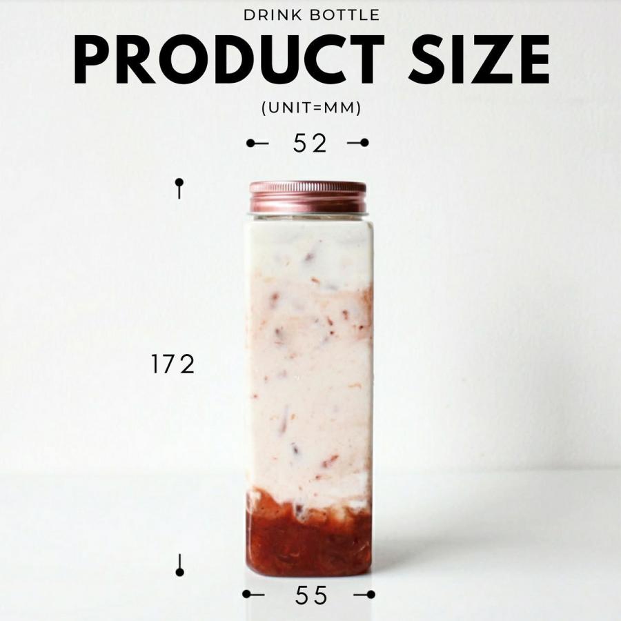 テイクアウト ドリンクボトル おしゃれ ボトル容器 460ml スクエアーチューブ ピンク蓋 ボトルドリンク 120個セット インスタ映えの画像