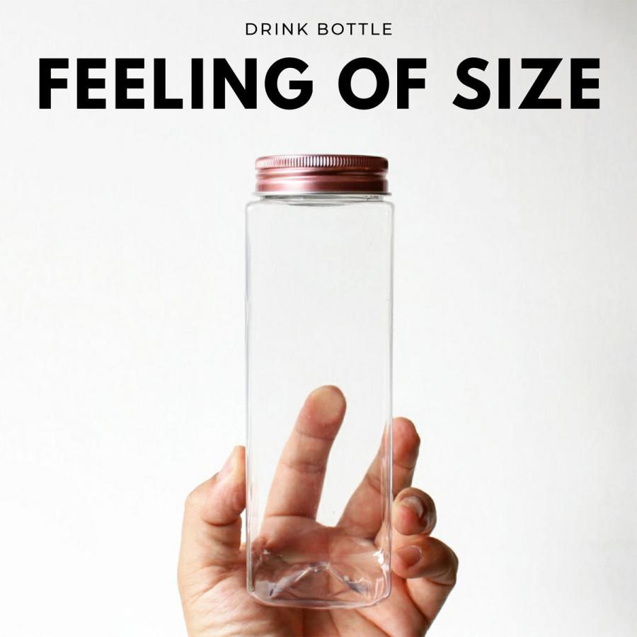 テイクアウト ドリンクボトル おしゃれ ボトル容器 460ml スクエアーチューブ ピンク蓋 ボトルドリンク 120個セット インスタ映えの画像