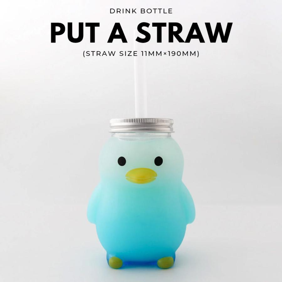 タピオカストロー付き テイクアウト ドリンクボトル おしゃれ ペンギン