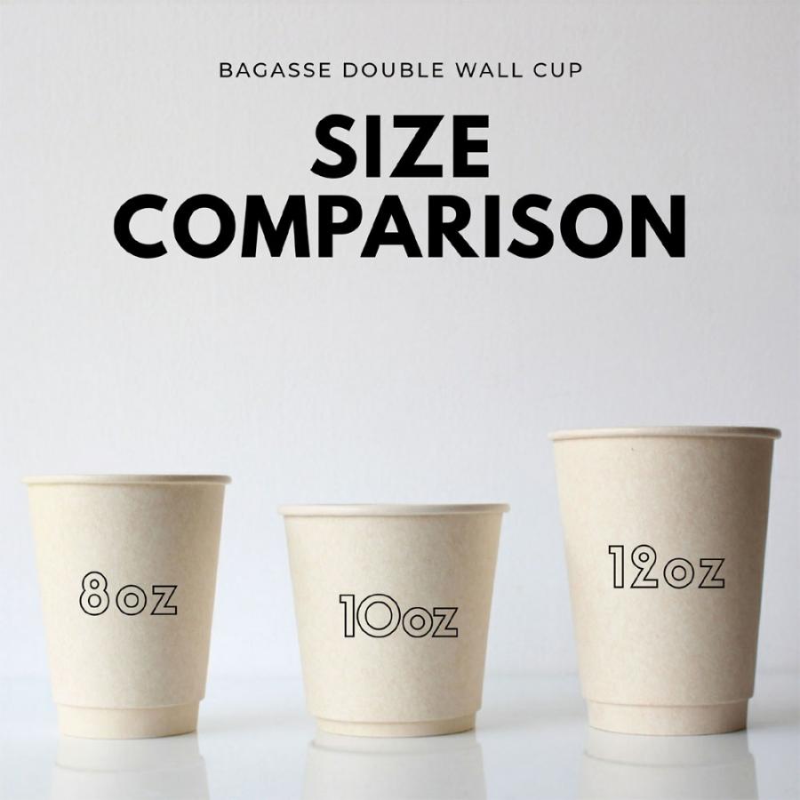 90mm口径 断熱二重 バガス 10オンス 紙カップ 500個 PLA コート テイクアウト エコ 紙コップ