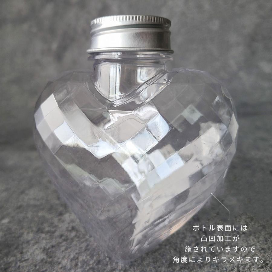 テイクアウト おしゃれ ドリンクボトル ボトル容器 キラキラ ハート型 300ml HEART シルバー蓋 ボトルドリンク 100個セット インスタ映えの画像
