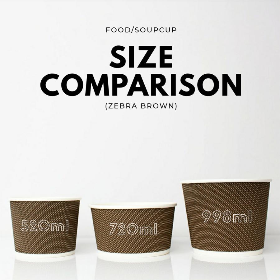 断熱ゼブラブラウン二重 720ml フード スープ 紙カップ 500個 テイクアウト 容器 takeout お持ち帰り おしゃれ 紙コップの画像