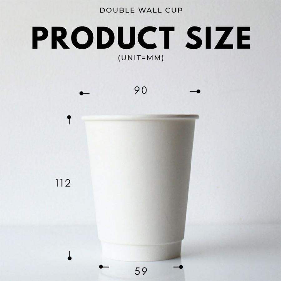 90mm口径 断熱ホワイト二重12オンス 紙カップ 1000個 テイクアウト