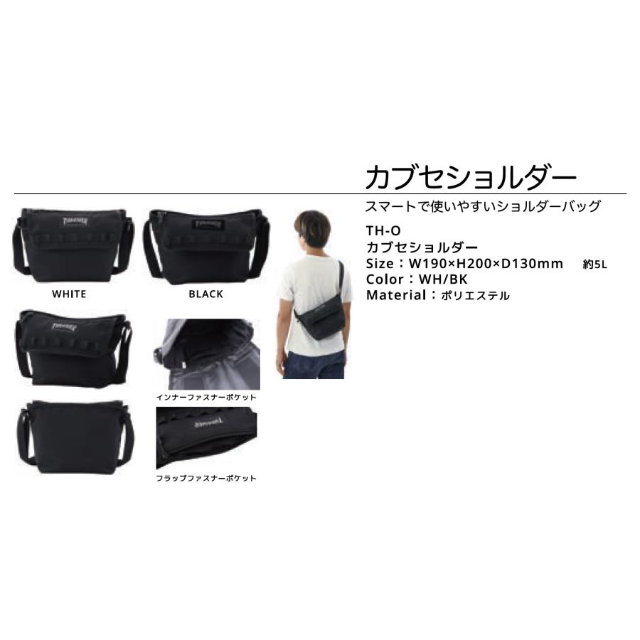 【10%OFF】ユニセックス　ショルダーバッグ　サコッシュ　THRASHER TH-O カブセショルダー ５L　WHITE / BLACK　送料無料　 |  | 04