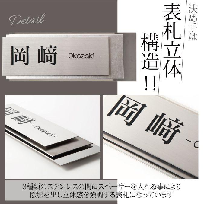 表札 ステンレス おしゃれ 戸建て サイズ24×9cm 鏡面 バイブレーション 黒文字 送料無料 接着剤 マンション ひょうさつ 商品番号IF-1011 IFM｜bnmct911｜05