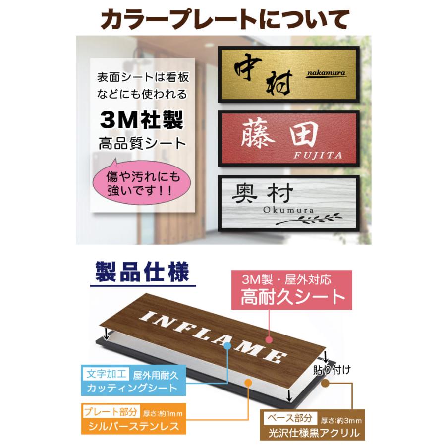 表札 戸建 ステンレス アクリル おしゃれ サイズ 7種類 11×11cm 〜 送料無料 両面テープ 正方形 長方形 プレート 住所 二世帯 屋外 北欧 IF-1018ifm｜bnmct911｜09