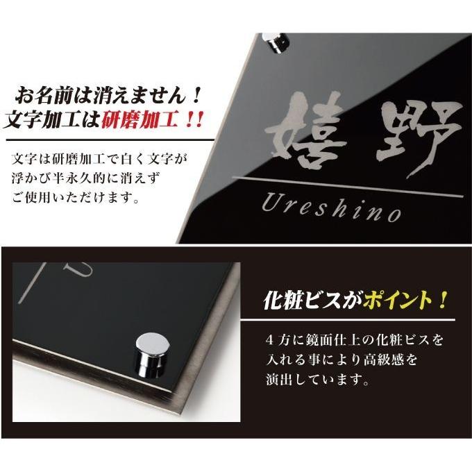 表札 サイズ15x15cm ステンレス ブラックステンレス 送料無料 両面