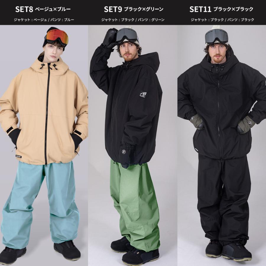 スノボウェア メンズ 上下セット スノーボードウェア BLACKSNOW BS25JFOT04M×BS25JFOB04M ブラックスノー オーバーサイズ スキーウェア | BLACK SNOW | 35