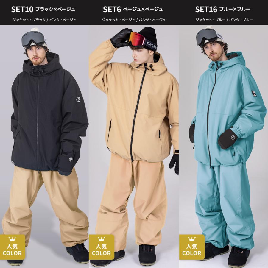 スノボウェア メンズ 上下セット スノーボードウェア BLACKSNOW BS25JFOT04M×BS25JFOB04M ブラックスノー オーバーサイズ スキーウェア | BLACK SNOW | 31