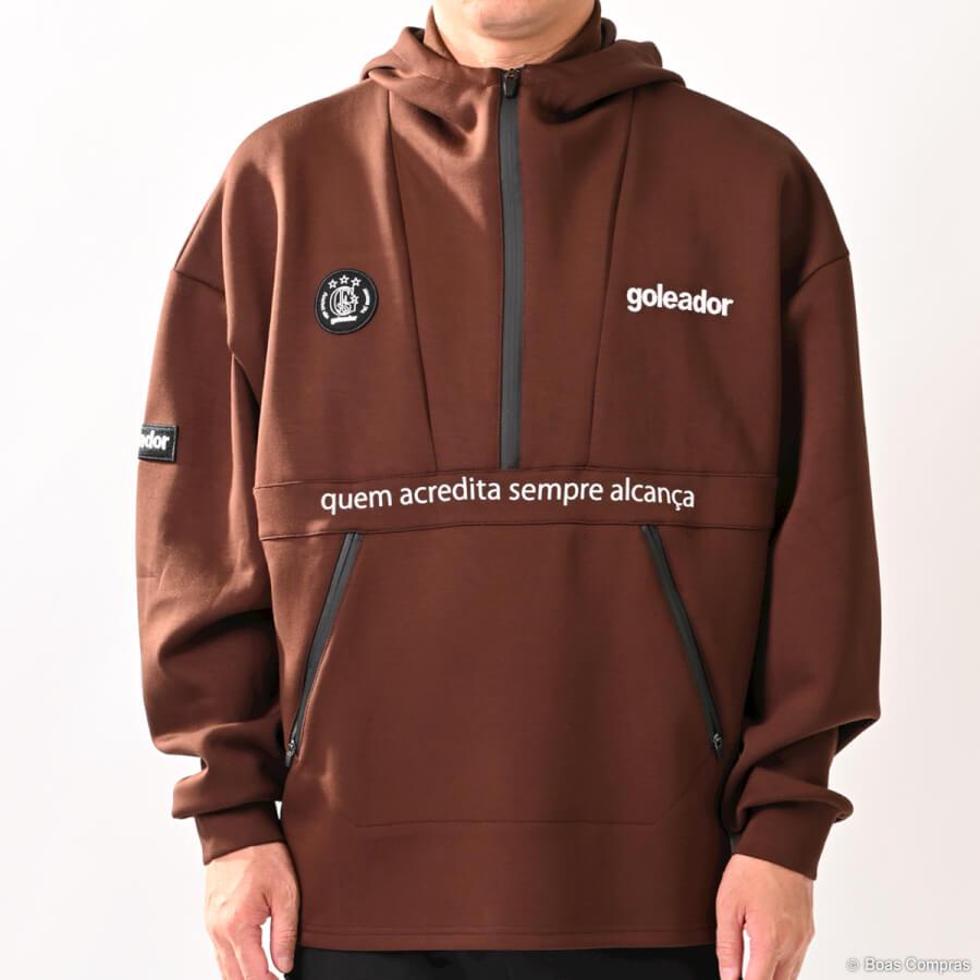 ゴレアドール(goleador) ダンボールニット レイヤードフード ハーフZIP ジャケット LLサイズ ブラウン(69) G-2608 ゴレアドール ダンボールニットレイヤードフードハーフZIPジャケット
