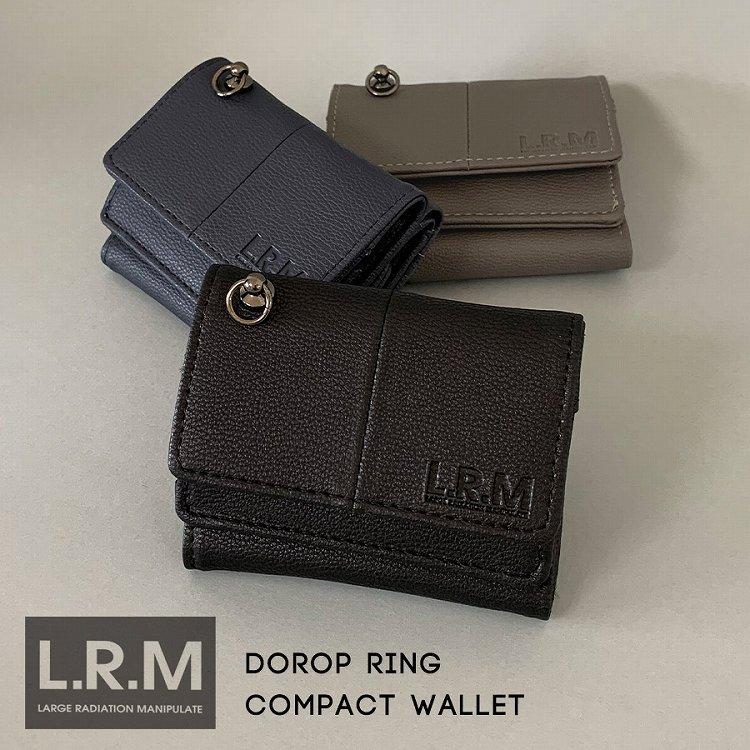 LRM リング付き コンパクト 折り財布 ミニ財布 ドロップリング メンズ レディース 合皮 ロゴ L.R.M 高級感 プチプラ cmk200684｜bobaoh2