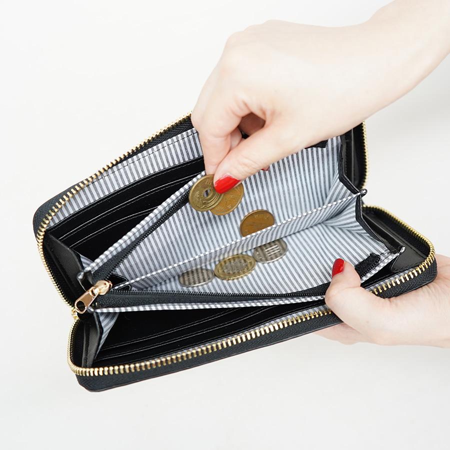 メール便OK 角シボ ロングラウンド レディース 長財布 きれいめ メール便OK 角シボ ロングラウンド レディース 長財布 きれいめ